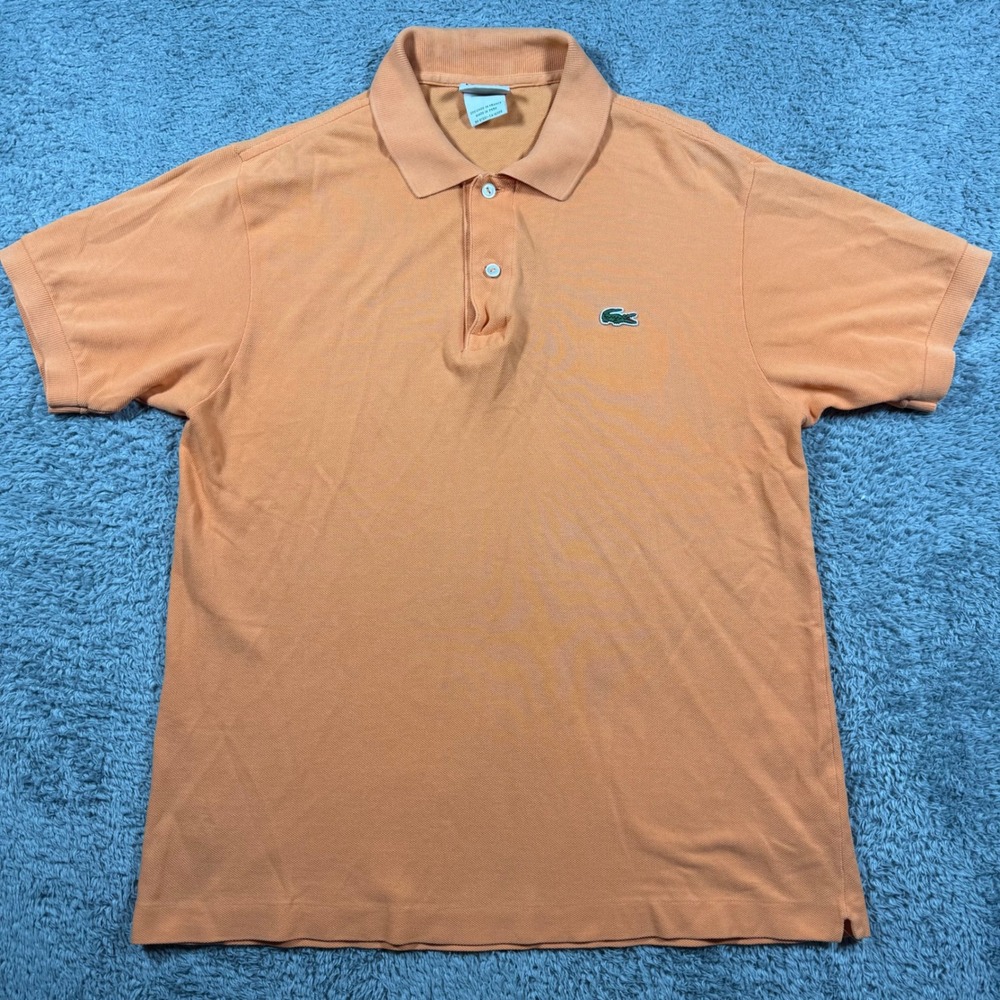 Lacoste Polo Shirt Mens 4 Orange Short Sleeve Cotton Pique Crocodile Logo